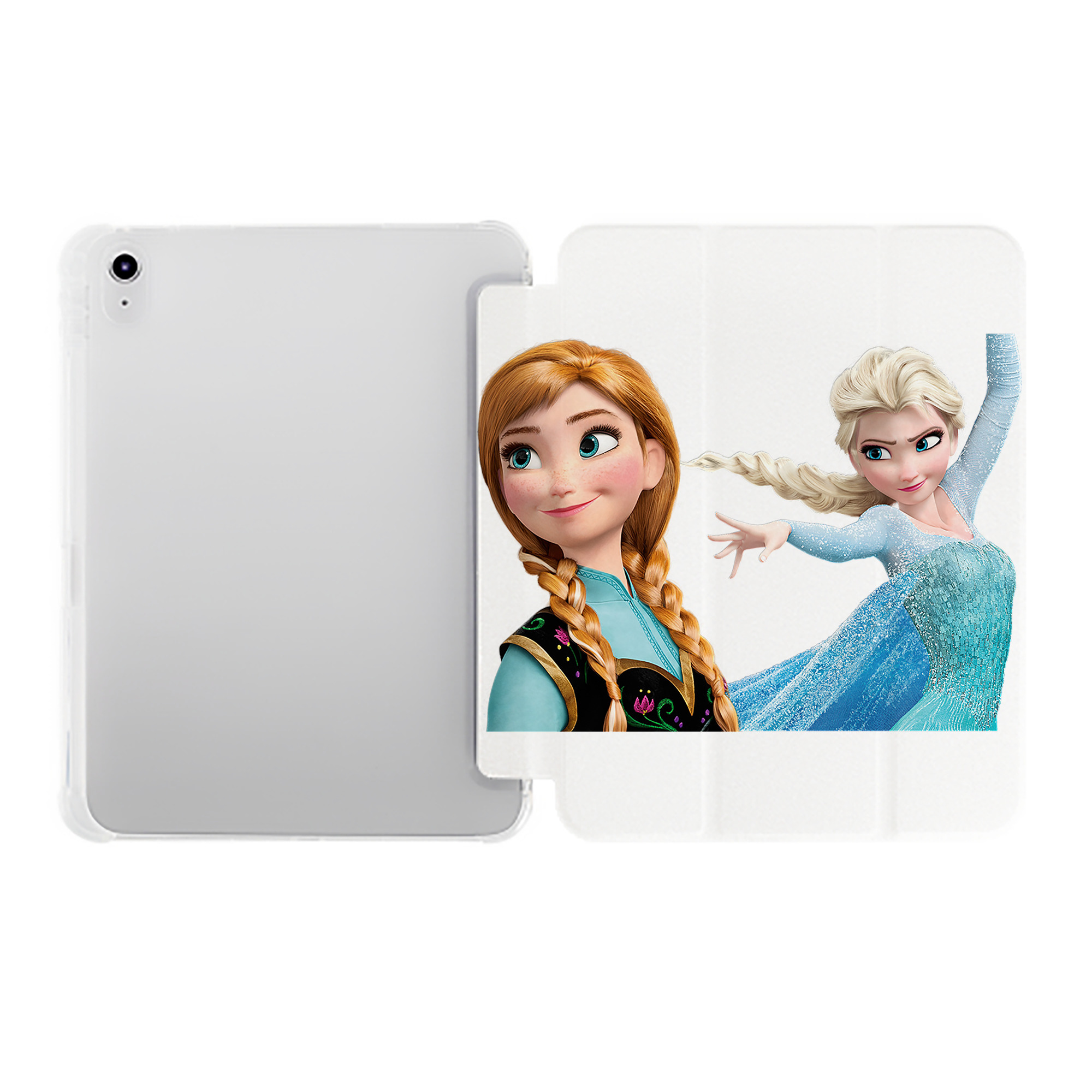 （画像用） アナと雪の女王 アンナ エルサ Frozen Anna Elsa IPad ケース ペン収納付き 三つ折りスタンド PUレザー×シリコン 対応機種9.5/10.5/10.9インチ